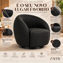Ver imagem 6 de Poltrona Giratória 360° Orgânica Bouclé Sala Recepção Nuvem:Courino Sintético/ Preto