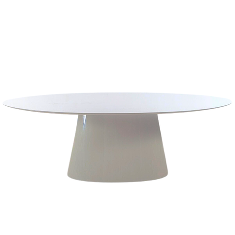 Mesa de Jantar Cone Oval 120x80cm Laca Branca Modelar Art Moveis Cone Oval Modelar