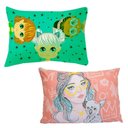 Ver imagem 1 de Kit Fronha Portallar Malha 100% Algodão Estampa Localizada Girl e Juju (02 Unidades) Branco