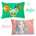 Ver imagem 2 de Kit Fronha Portallar Malha 100% Algodão Estampa Localizada Girl e Juju (02 Unidades) Branco