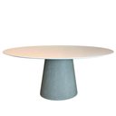 Ver imagem 1 de Mesa de Jantar Cone Oval 244x137 Cm Base Cimento Queimado Tampo Laqueado Branco