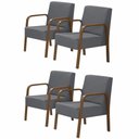 Ver imagem 1 de Kit 4 Poltronas 1 Lugar Jade Pé Madeira D Salla Grafite