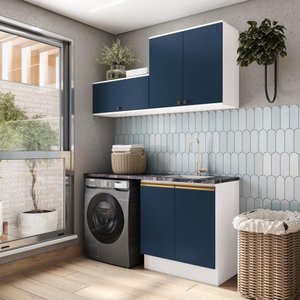 Lavanderia Modulada Kappesberg Celeste 3 Peças Branco/azul 160cm