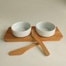 Petisqueira Madeira com 2 Espátulas e 2 Cumbucas em Porcelana - 4