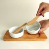 Petisqueira Madeira com 2 Espátulas e 2 Cumbucas em Porcelana - 5