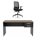 Ver imagem 2 de Conjunto Mesa de Escritório 160x60cm com 2 Gavetas + Cadeira Netflex Ergonômica Premium Reclinável