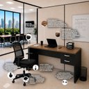 Ver imagem 7 de Conjunto Mesa de Escritório 160x60cm com 2 Gavetas + Cadeira Netflex Ergonômica Premium Reclinável