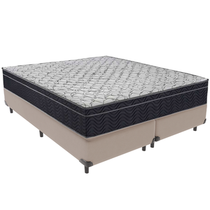 Cama Box Bipartido Queen Bege e Colchão Airtech 150 Espuma Ortobom