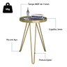 Mesa Lateral Tripé Linea em Aço Estilo Industrial Tampo Redondo com Espelho - Dourado - Lh Móveis - 3