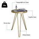 Ver imagem 3 de Mesa Lateral Tripé Linea em Aço Estilo Industrial Tampo Redondo com Espelho - Dourado - Lh Móveis