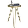 Mesa Lateral Tripé Linea em Aço Estilo Industrial Tampo Redondo com Espelho - Dourado - Lh Móveis - 1