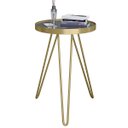 Ver imagem 1 de Mesa Lateral Tripé Linea em Aço Estilo Industrial Tampo Redondo com Espelho - Dourado - Lh Móveis