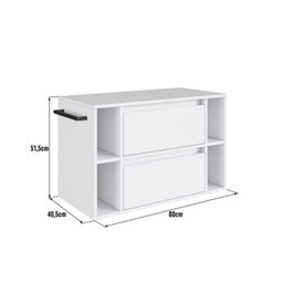 Gabinete de Banheiro Suspenso 80cm com 4 Nichos 1 Toalheiro 1 Porta 1 Gaveta - 3