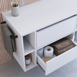 Gabinete de Banheiro Suspenso 80cm com 4 Nichos 1 Toalheiro 1 Porta 1 Gaveta - 6