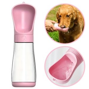Garrafa Água Pet Portátil com Trava 330ml para Passeio:rosa