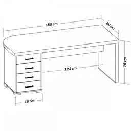 Mesa para Escritório Tamburato 4 Gavetas Carvalho/branco - Artany Móveis - 4