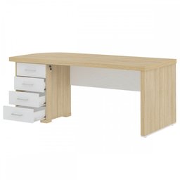 Mesa para Escritório Tamburato 4 Gavetas Carvalho/branco - Artany Móveis - 3