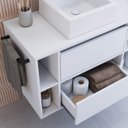 Ver imagem 6 de Gabinete de Banheiro Suspenso 80cm com 4 Nichos 1 Toalheiro 1 Porta 1 Gaveta com Cuba Branco