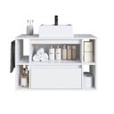 Ver imagem 4 de Gabinete de Banheiro Suspenso 80cm com 4 Nichos 1 Toalheiro 1 Porta 1 Gaveta com Cuba