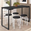 Ver imagem 2 de Mesa de Cozinha Bistrô Porto Preto 120cm com 4 Banquetas Industriais Maviê Preto/Branco - Mpozenato