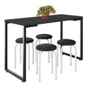 Ver imagem 1 de Mesa de Cozinha Bistrô Porto Preto 120cm com 4 Banquetas Industriais Maviê Preto/Branco - Mpozenato