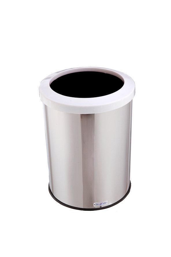 Cesto De Lixo Reciclável Lixeira Inox 30l Com Aro Esmaltado - Branco - 1