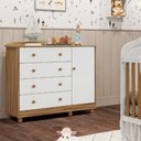 Ver imagem 1 de Cômoda Infantil Elô Peroba Branco Amêndoa 4 Gavetas 1 Porta