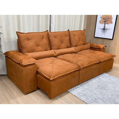 Sofá 4 e 5 Lugares 3,20m Retrátil e Reclinável Alpoim Estofados Athenas:terracota