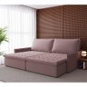 Sofá Cama Lisboa 4 Lugares Suede Rosa Claro 212cm Abertura de 140cm - 1