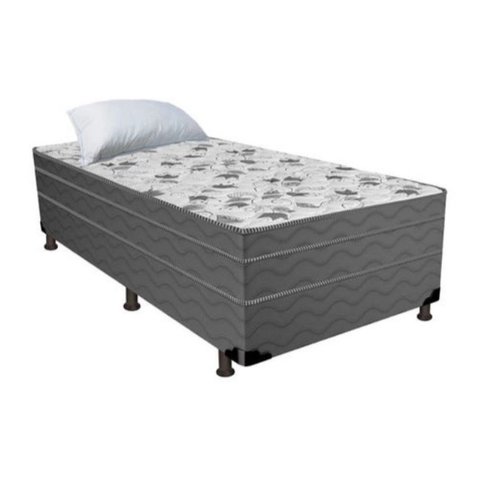 Cama Box Solteiro Conjugada Semi Ortopédica Cinza