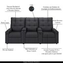 Ver imagem 3 de Poltrona para Sala de Cinema Reclinável Movie 3 Lugares Manual Baú Usb Veludo G23 - Gran Belo