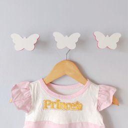 2 Ganchos de Parede Borboleta e Flor Infantil Bolsa Mochila:amarelo - 4