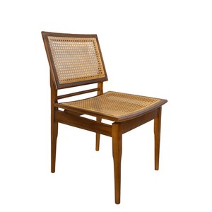 Cadeira em Madeira Encosto e Assento Tela Sextavada Sem Braço