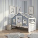 Ver imagem 1 de Cama Casinha Dos Sonhos Madeira Maciça Branco/ Azul Housin