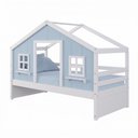 Ver imagem 2 de Cama Casinha Dos Sonhos Madeira Maciça Branco/ Azul Housin