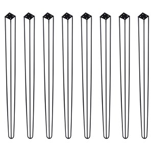 Kit 8 Pés de Metal 90 CM Hairpin Legs Aparador e Mesa de Canto Preto
