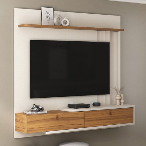 Painel para TV até 65 Polegadas 161,6CMX151,6cm e com Detalhe Canelado e Cantos Arredondados Branco