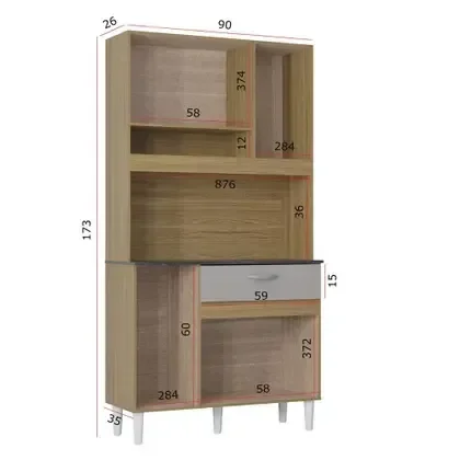 Ver imagem 3 de Kit Cozinha Coral 6 Portas Damasco Ripado/off White