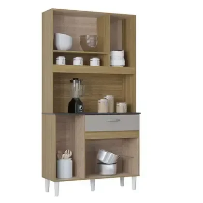 Ver imagem 2 de Kit Cozinha Coral 6 Portas Damasco Ripado/off White