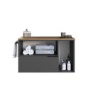 Ver imagem 5 de Gabinete de Banheiro Suspenso 80cm com 1 Toalheiro 2 Portas e 1 Gaveta Preto/Mel/Grafite