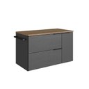 Ver imagem 2 de Gabinete de Banheiro Suspenso 80cm com 1 Toalheiro 2 Portas e 1 Gaveta Preto/Mel/Grafite