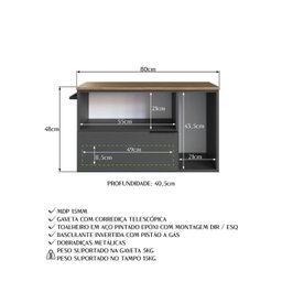 Gabinete de Banheiro Suspenso 80cm com 1 Toalheiro 2 Portas e 1 Gaveta - 7