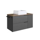 Ver imagem 2 de Gabinete de Banheiro Suspenso 80cm com 1 Toalheiro 2 Portas e 1 Gaveta com Cuba Preto/Mel/Grafite