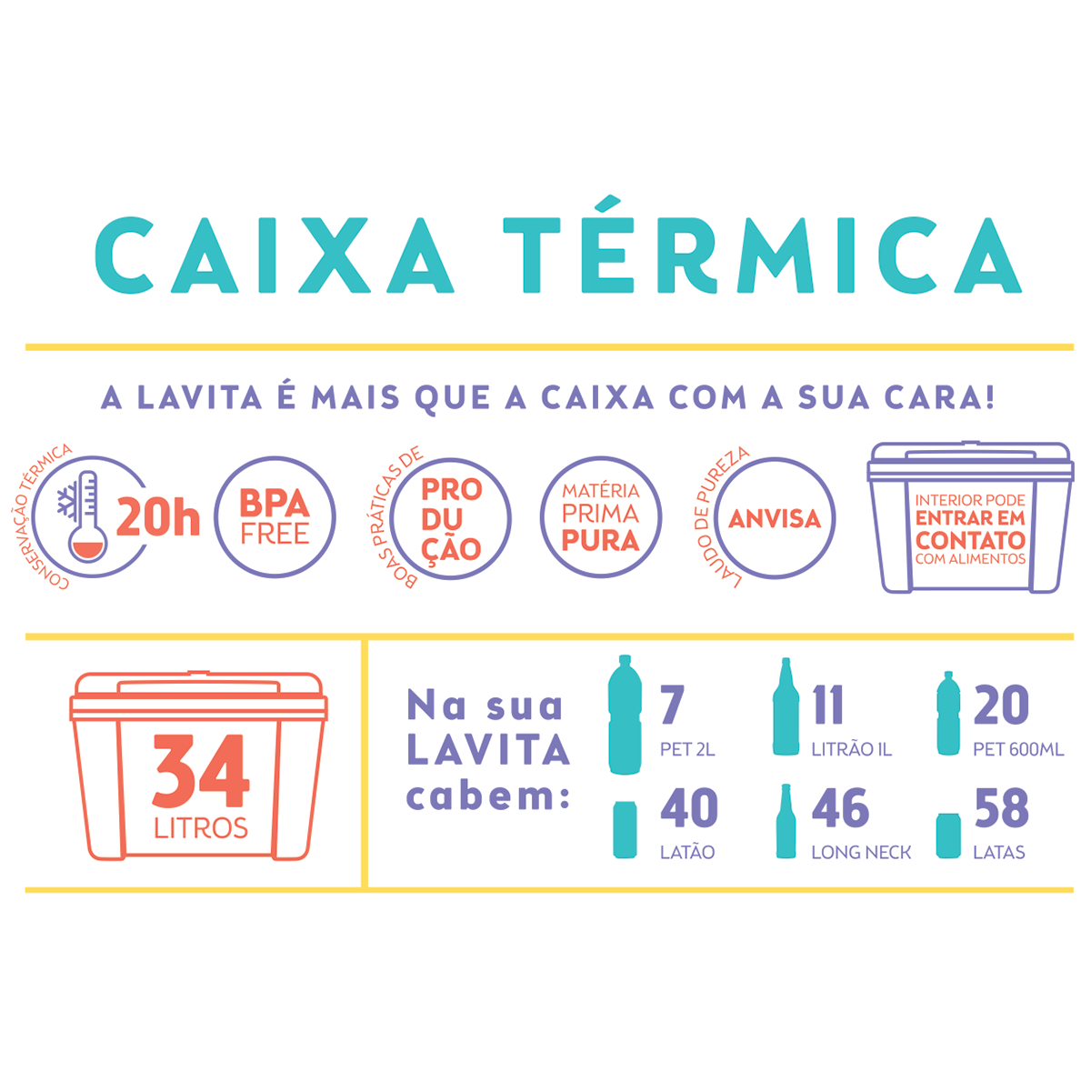 Caixa Térmica Lavita Tradicional 34 L - Preta - 3