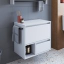 Ver imagem 1 de Gabinete de Banheiro Suspenso 60cm com 1 Nicho 1 Toalheiro 1 Porta e 1 Gaveta