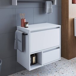 Gabinete de Banheiro Suspenso 60cm com 1 Nicho 1 Toalheiro 1 Porta e 1 Gaveta - 1