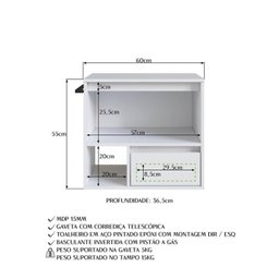 Gabinete de Banheiro Suspenso 60cm com 1 Nicho 1 Toalheiro 1 Porta e 1 Gaveta - 7