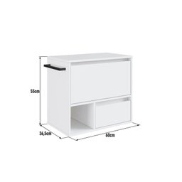 Gabinete de Banheiro Suspenso 60cm com 1 Nicho 1 Toalheiro 1 Porta e 1 Gaveta - 3