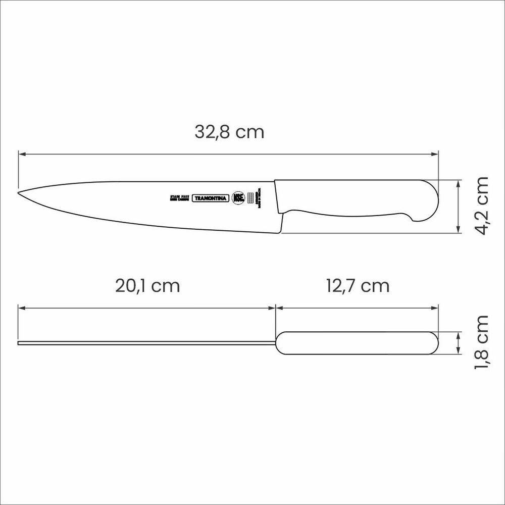 Faca para Carne Tramontina Profissional Inox 8 Polegadas Preto com Proteção Antimicrobiana 8 - 2