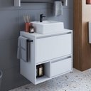 Ver imagem 1 de Gabinete de Banheiro Suspenso 60cm com 1 Nicho 1 Toalheiro 1 Porta e 1 Gaveta com Cuba Branco